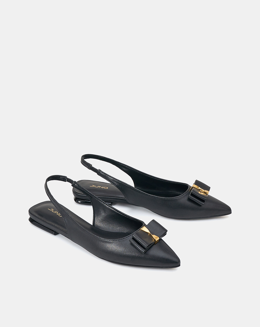 Giày Búp Bê Nữ 3cm Thời Trang JUNO Slingback Trang Trí Nơ BB03120