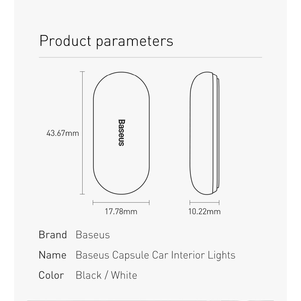 Bộ đèn cảm ứng hình con nhộng nhỏ gọn dùng trong xe ô tô, hộc tủ bàn ghế Baseus Capsule Car Interior Lights