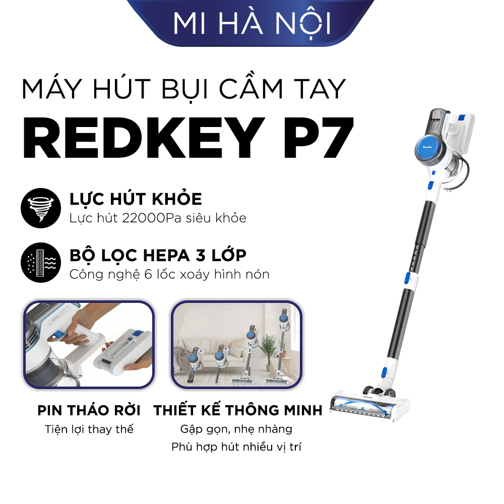 Máy Hút bụi Cầm tay Xiaomi Redkey P7 / Redkey F10  – Lực Hút Khủng 22,000, Pin Rời Tiện Dụng - Hàng chính hãng