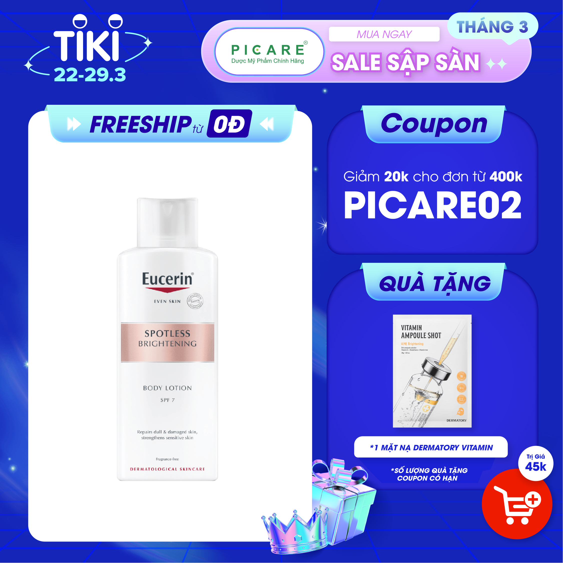 Sữa Dưỡng Thể Trắng Da Nhạy Cảm Eucerin White Therapy Clinical Whitening Body Lotion SPF7 (250ml)