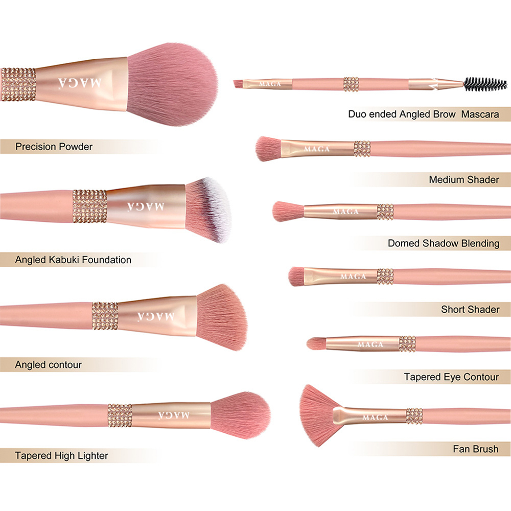 Bộ Cọ Cá Nhân 10 Cây Kèm Ví Đựng MAGA Luxury Diamond Essential Makeup Brush Set