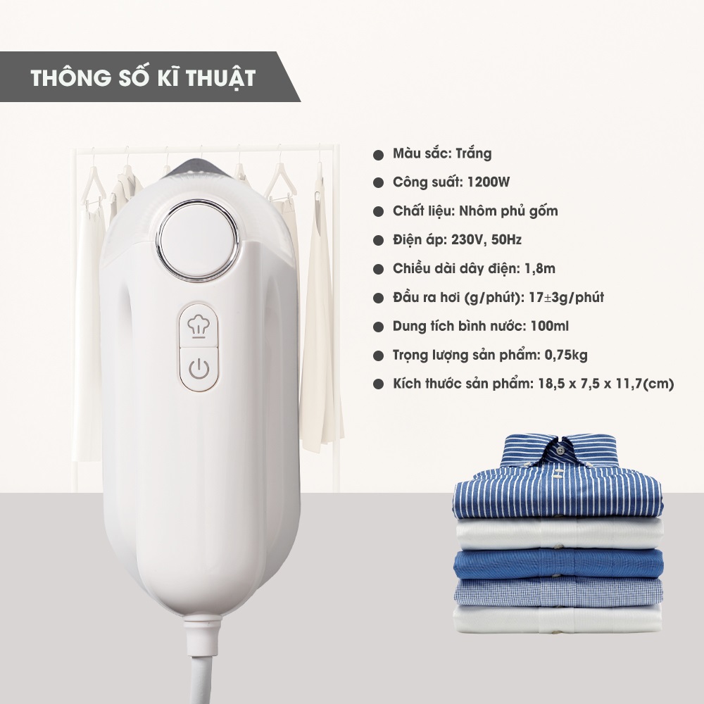 Bàn là hơi nước Sothing Lebenlang LBL5287, mặt là phủ gốm, làm nóng nhanh trong 35s- Hàng chính hãng