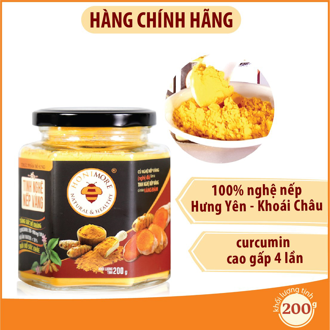 Combo 2 hũ Tinh nghệ nếp vàng 200g - Khoái Châu, Hưng Yên -sáng da, khỏe dạ dày