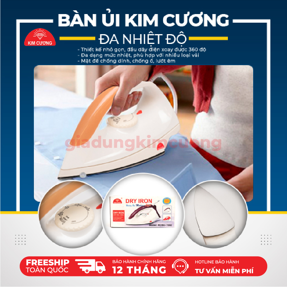 Bàn Ủi Kim Cương - Bàn Là Khô KC-T602 - Hàng Chính Hãng