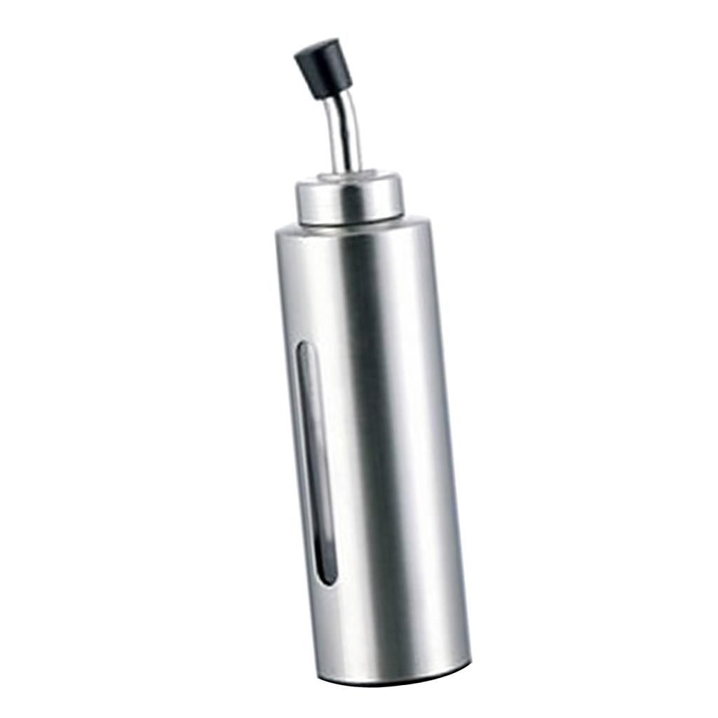 Stainless Steel Oil Vinegar Cruet Clear Glass Bottle Sealed Cap 240ml