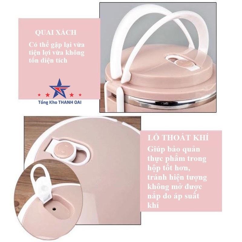 Hộp đựng cơm, Hộp đựng thực phẩm, Cặp lồng cơm giữ nhiệt Lúa Mạch Ruột Inox Chất Lượng Số 1 4 tầng