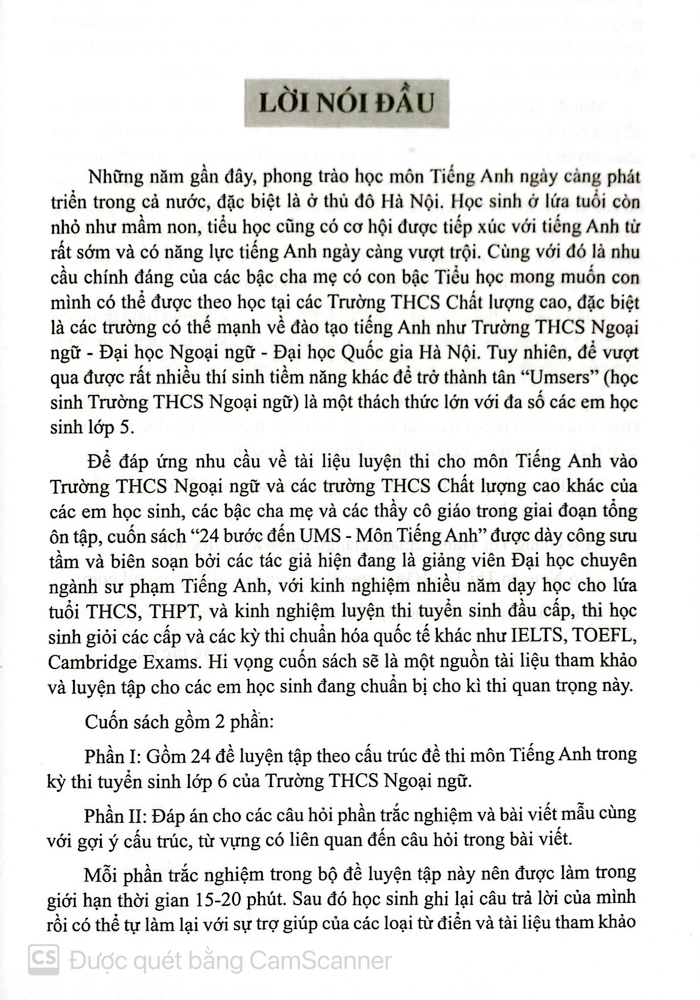 Tài liệu ôn thi môn Tiếng anh vào trường THCS Ngoại ngữ ĐHQG và Bổi dưỡng học sinh giỏi
