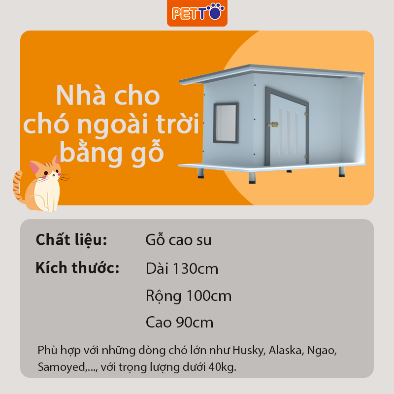 Nhà cho chó lớn ngoài trời BẰNG GỖ Chắc Chắn, Chịu Tác Động bởi thời tiết tốt DH014