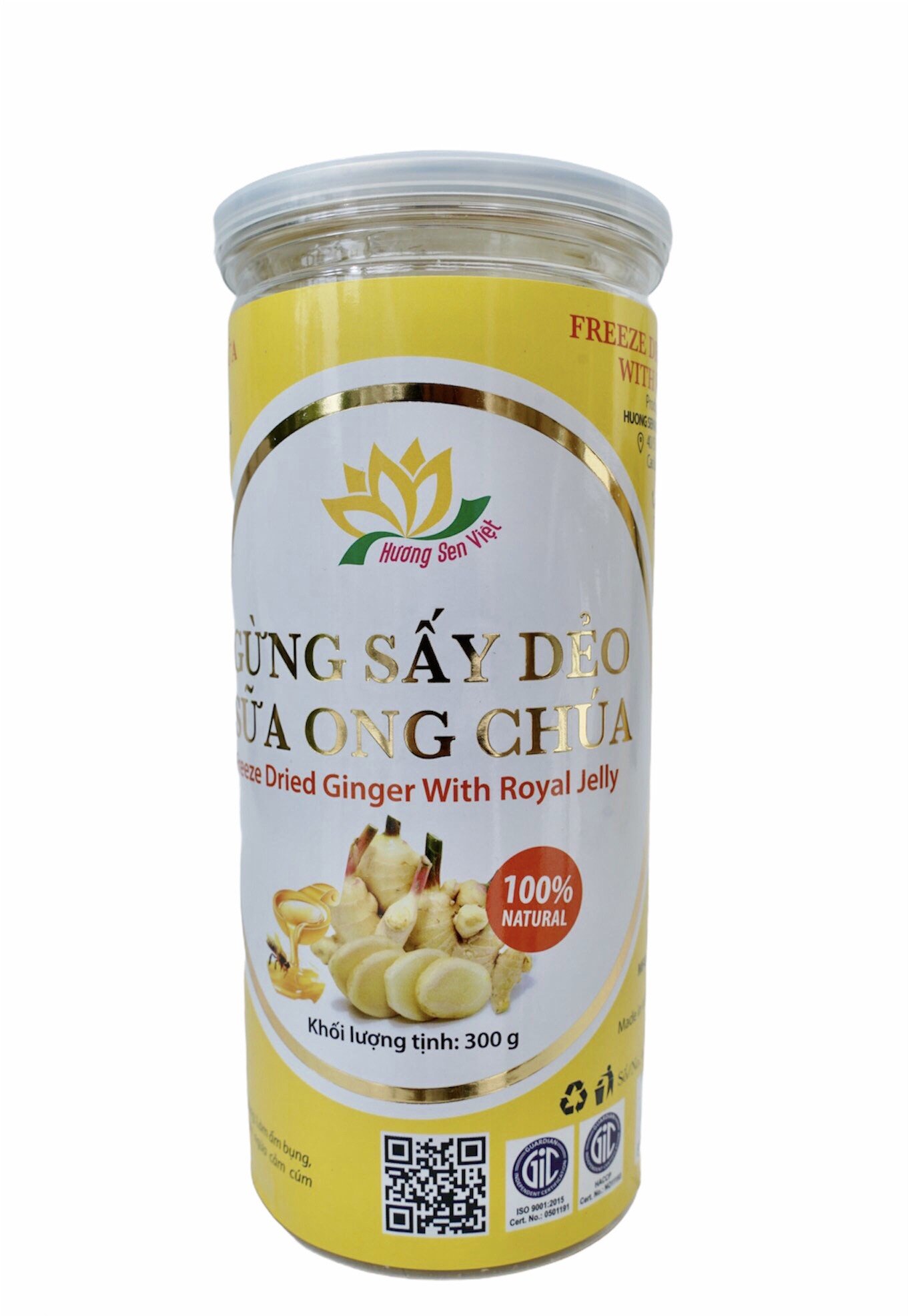 GỪNG SẤY DẺO SỮA ONG CHÚA 300G - HƯƠNG SEN VIỆT