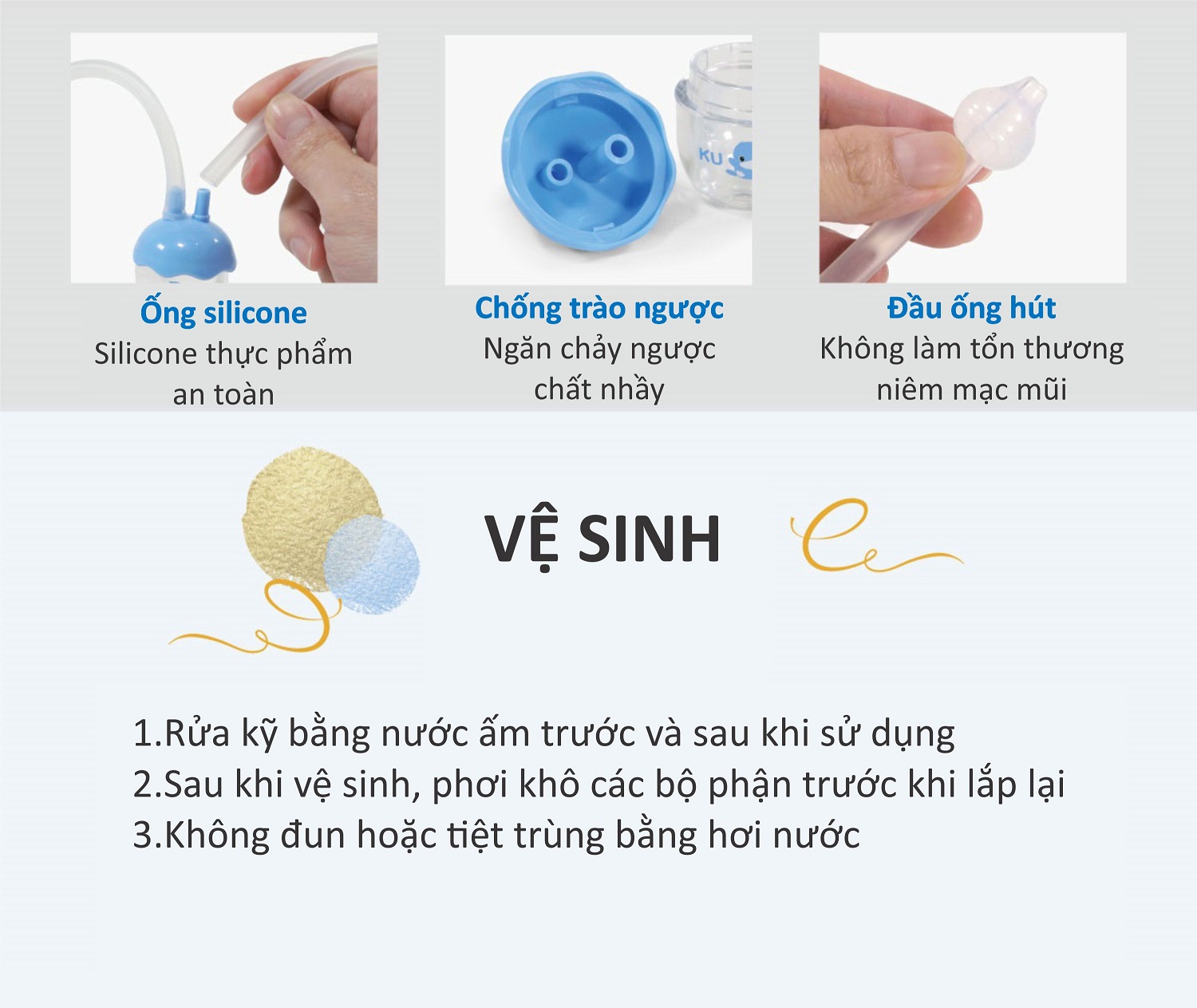 HÚT MŨI DÂY CHO BÉ SƠ SINH BẰNG SILICONE MỀM KUKU - KU5342
