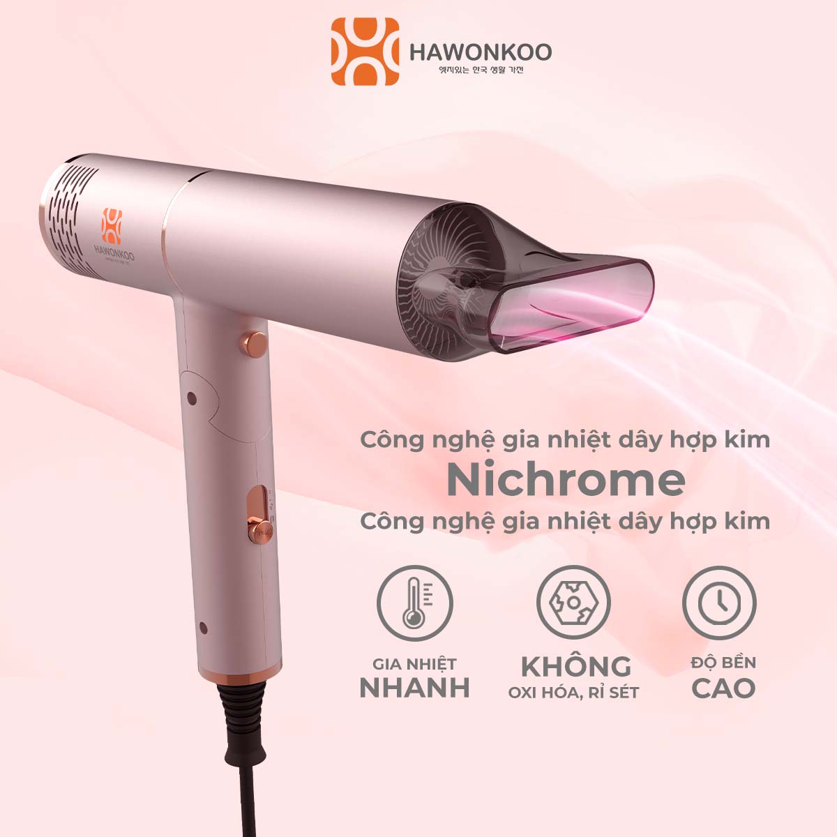 Máy Sấy Tóc HAWONKOO HDH-130 Công Suất 1300W Hàng Chính Hãng Bảo Hành 12 Tháng - Thương Hiệu Hàn Quốc