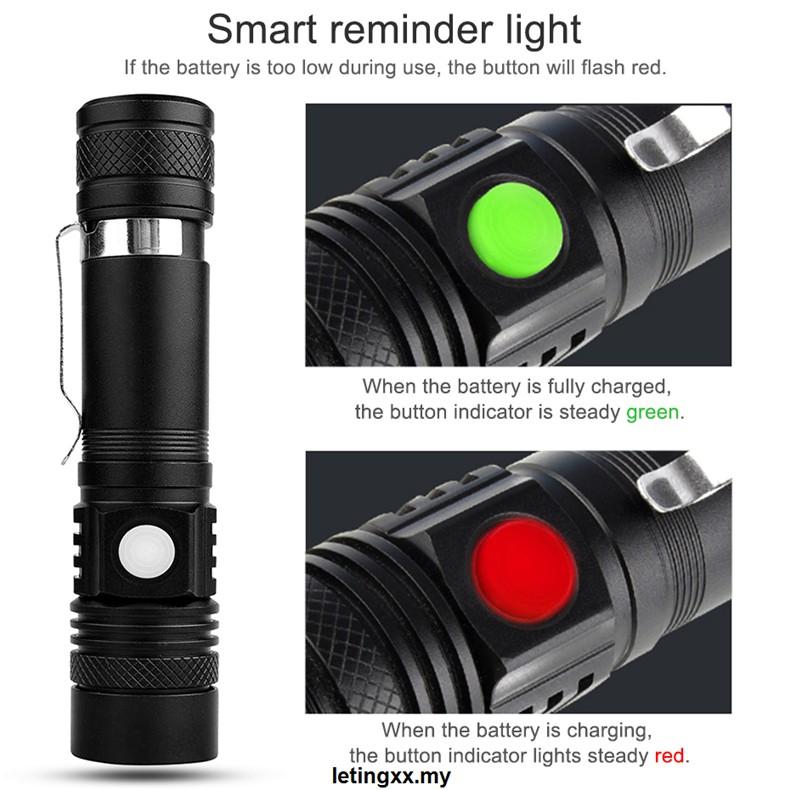 Đèn Pin Led T6 18650 Sạc Usb Tiện Dụng Cho Hoạt Động Ngoài Trời