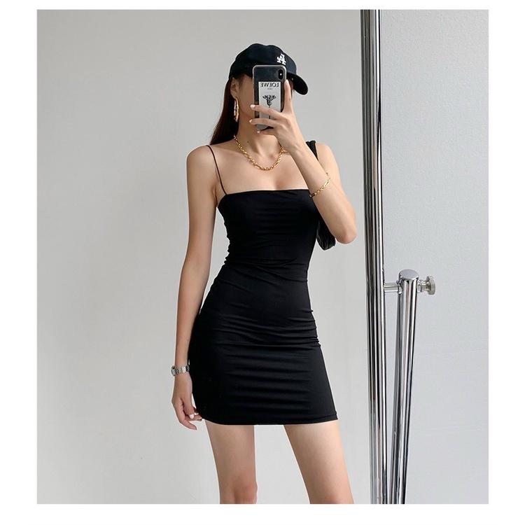 Đầm body hai dây nữ tôn dáng - đầm hai dây sợi bún - vải co giãn, ôm body tôn dáng dễ phối đồ Bare
