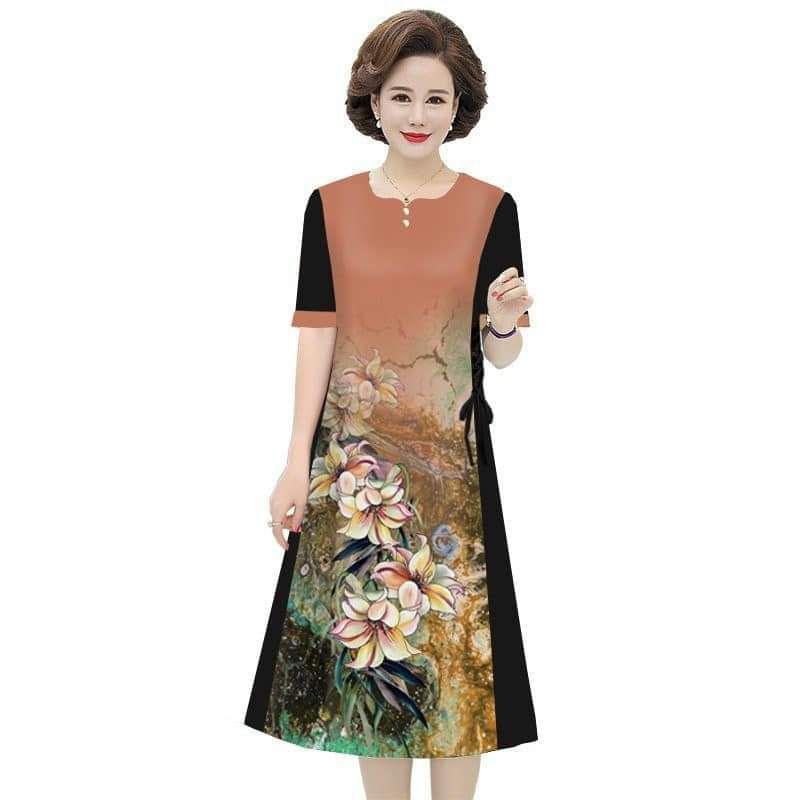 ĐẦM SUÔNG IN HỌA TIẾT ĐÍNH HẠT ĐAN DÂY 2 BÊN