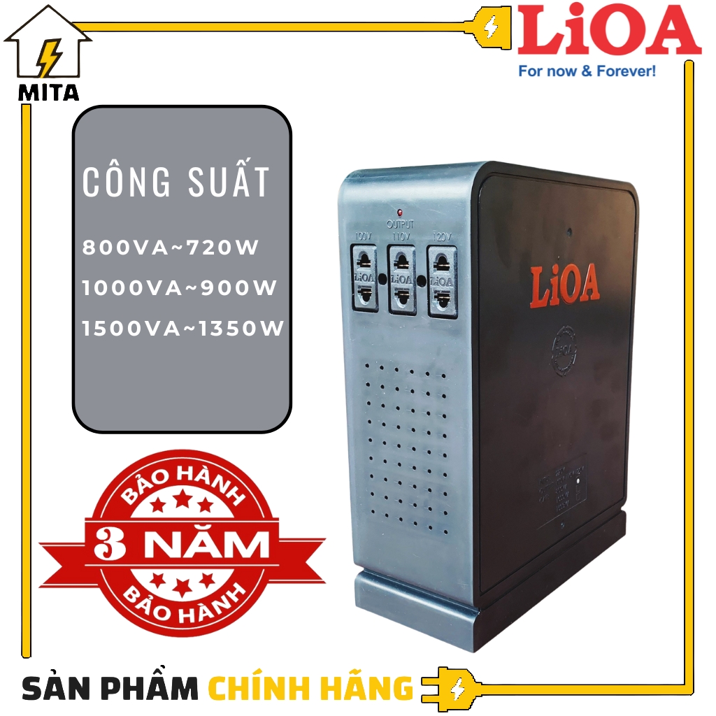 Biến Áp Đổi Nguồn LiOA Điện vào 220V - Điện ra 3 Đường 100/110/120V Công suất 800/1000/1500VA