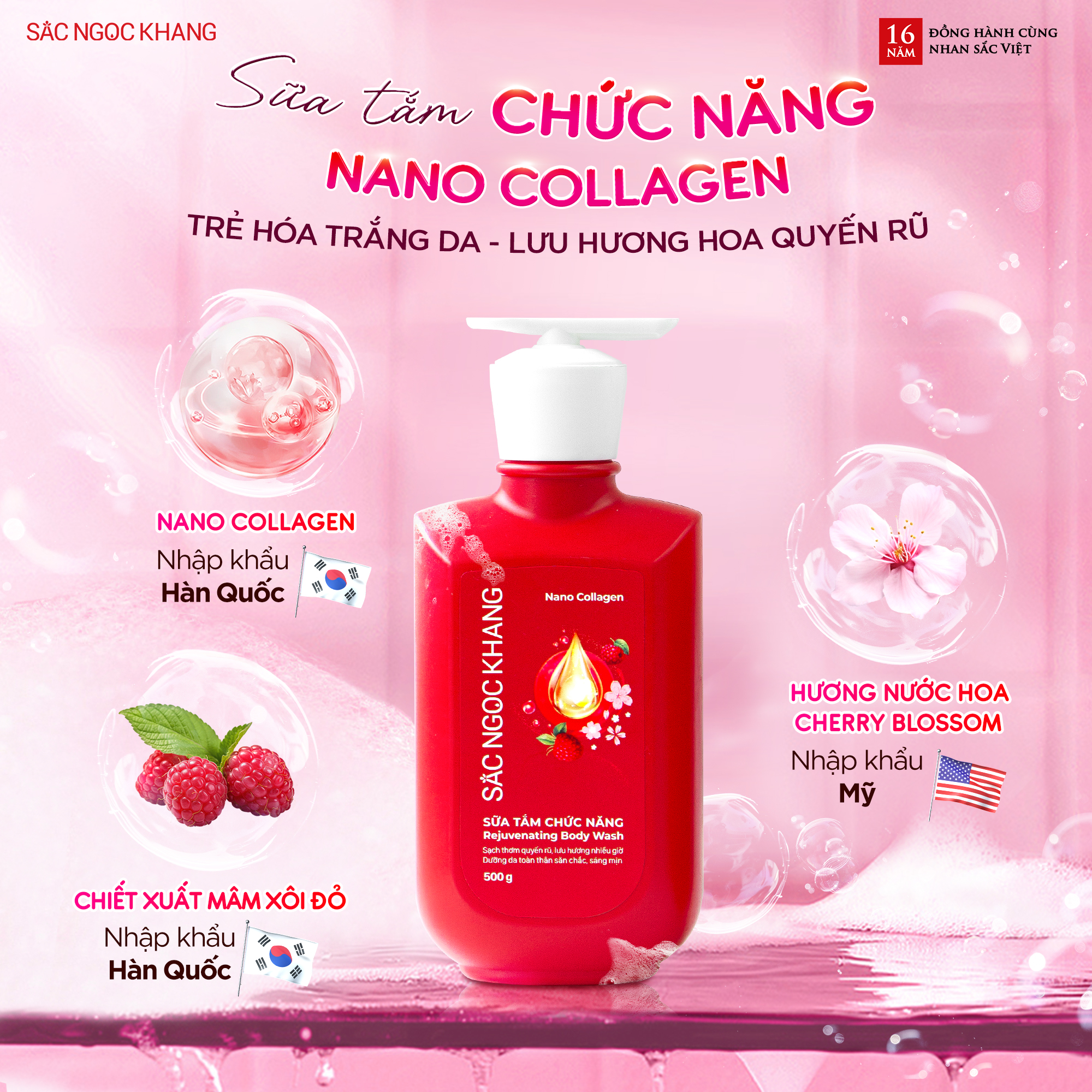 Sữa Tắm Chức Năng Nano Collagen Sắc Ngọc Khang 500g