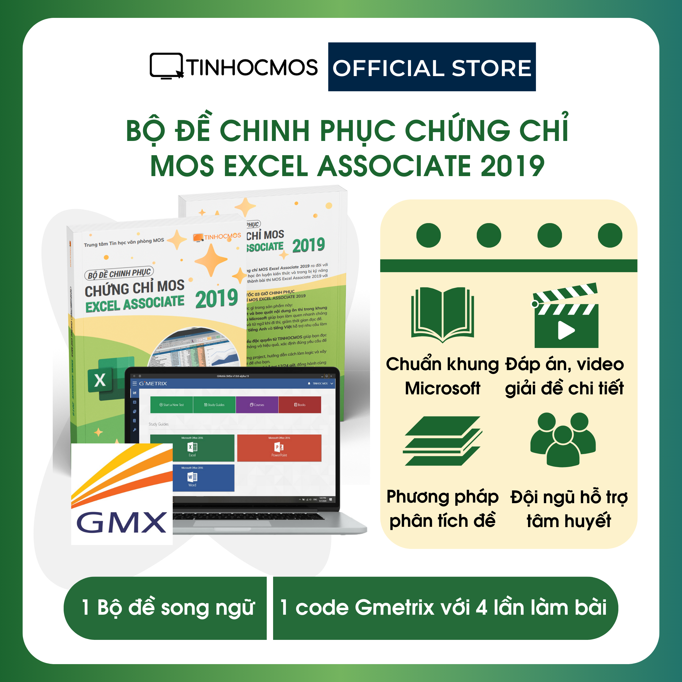 Hình ảnh Sổ tay Bộ đề Chinh phục chứng chỉ MOS Excel Associate 2019