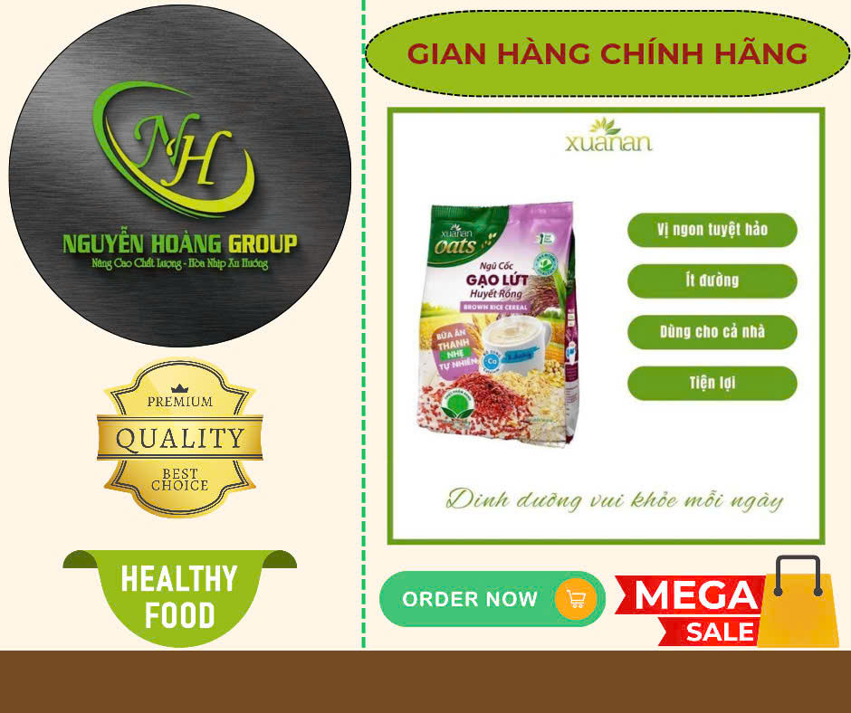 COMBO10: Gói Ngũ Cốc Gạo Lứt Huyết Rồng ít đường 400g( Tặng 1 Gói Yến Mạch)