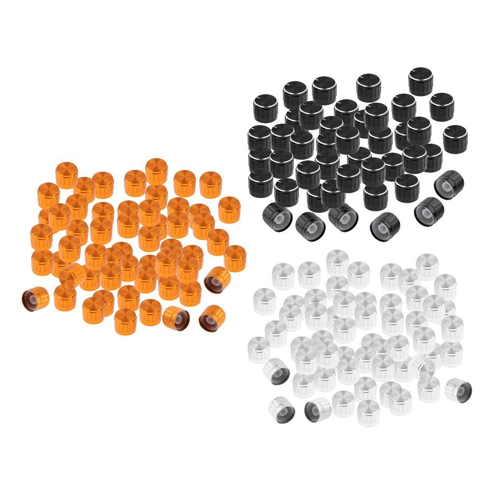 50Piece Aluminum Alloy Anti-Slip Potentiometer Control Knob 21x17mm Black