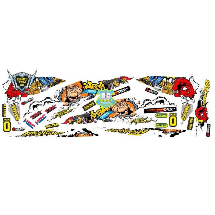 Tem rời dán xe vario 150 heo chó racing dán xe trắng - Bi Decal