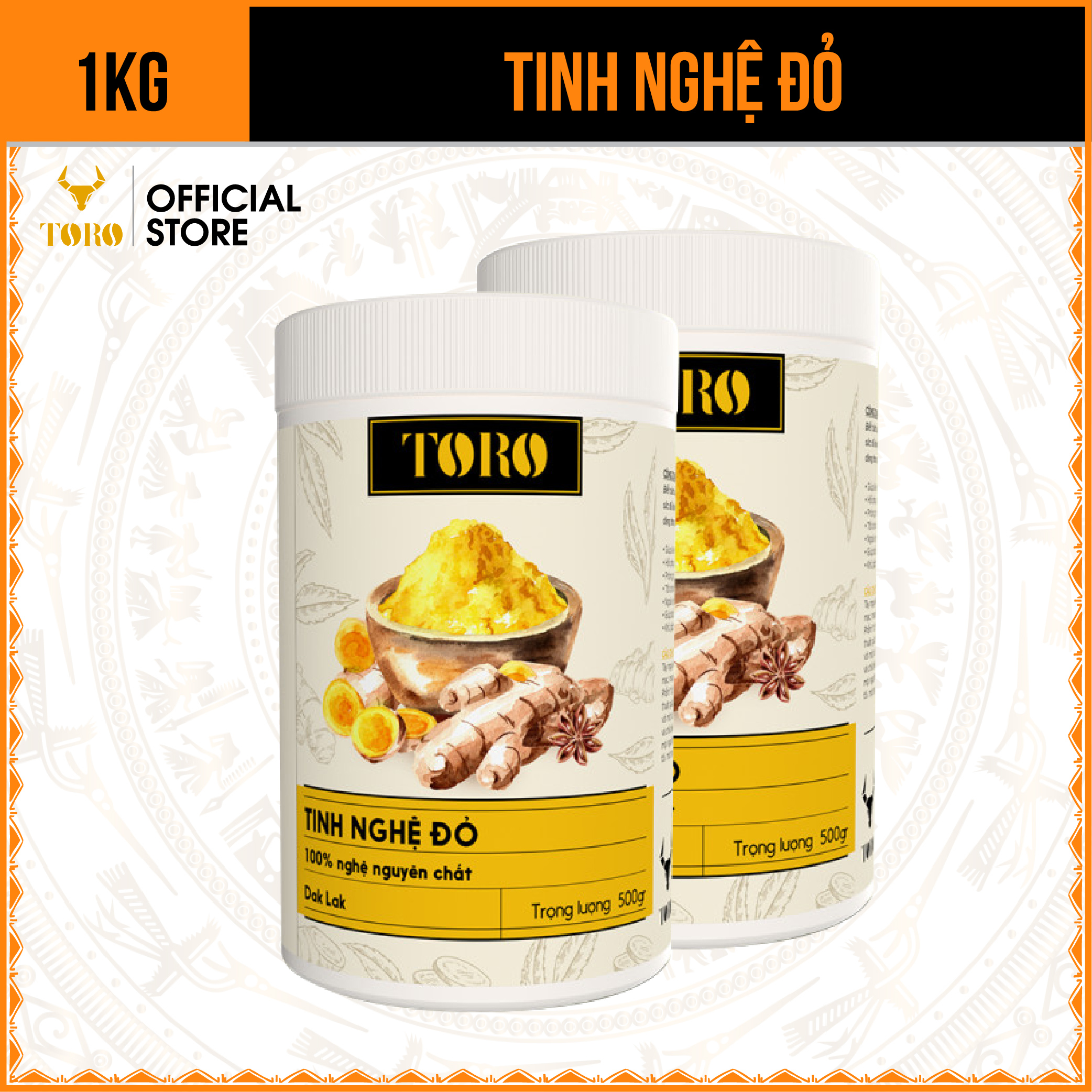 Bộ 2 Tinh Bột Nghệ Đỏ Toro Nguyên Chất 100% | 500GR/Hũ | TORO FARM