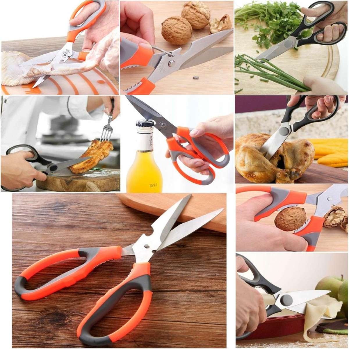 Kéo nhà bếp đa năng bằng thép không gỉ và cao su