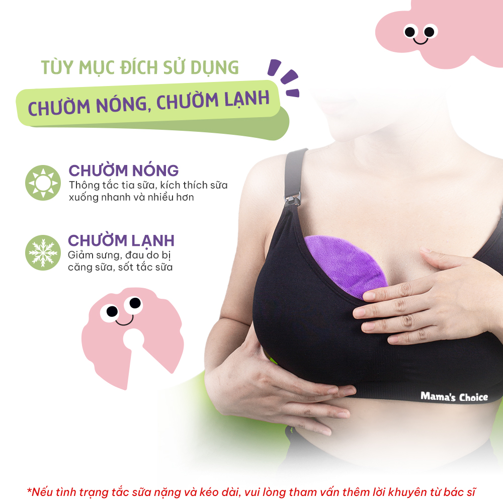 Túi Chườm Ngực Mama's Choice, Túi Chườm Nóng Lạnh Giúp Mẹ Thông Tắc Tia Sữa, Kích Sữa, Giảm Đau Ti Hiệu Quả