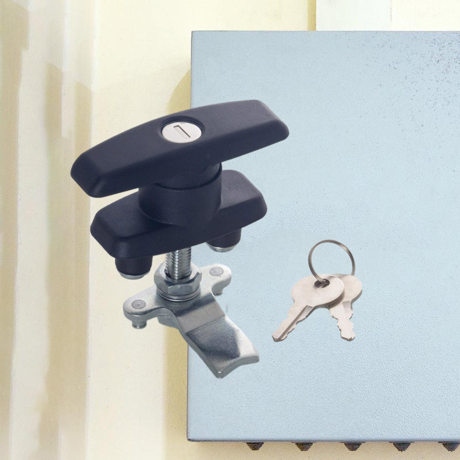 T Handle Door Lock Latch, Shed Door Lock with Keys, Heavy Duty Locking Latch for Trailer, Tool Case, Distribution Box
