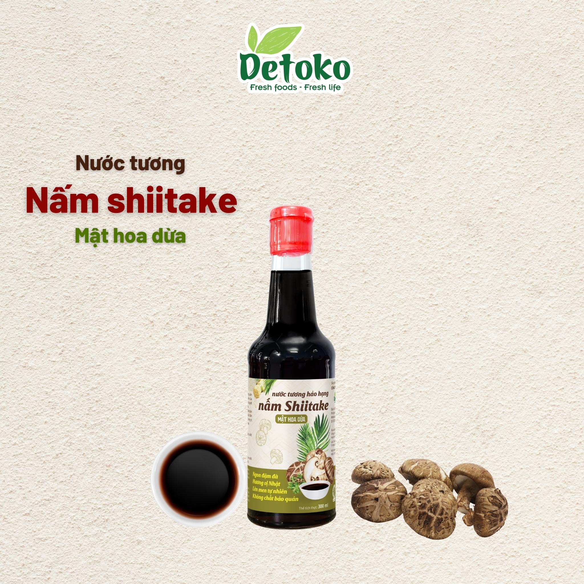 Nước tương nấm Shiitake mật hoa dừa hảo hạn 300ml - Detoko