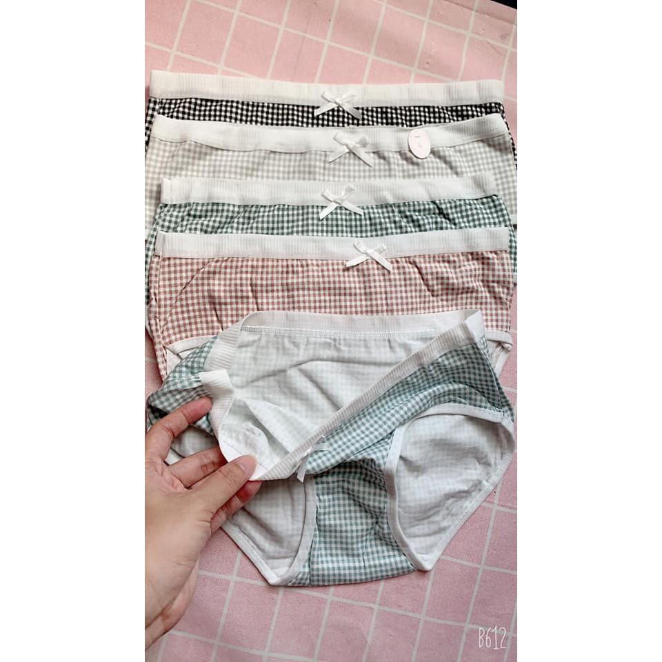 Quần lót cotton kẻ caro nơ thấm hút mồ hôi kháng khuẩn