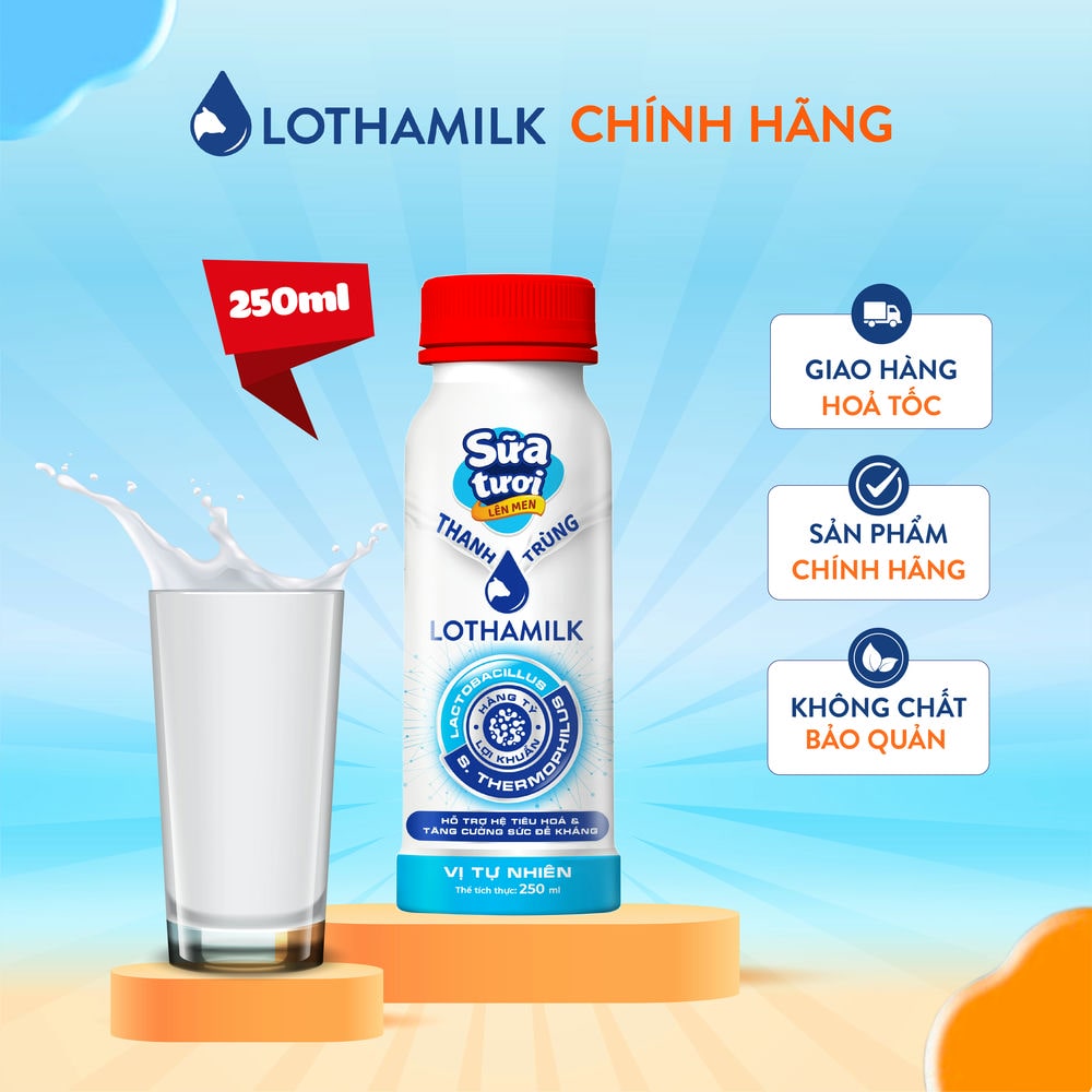 Sữa tươi lên men Lothamilk chai 250ml