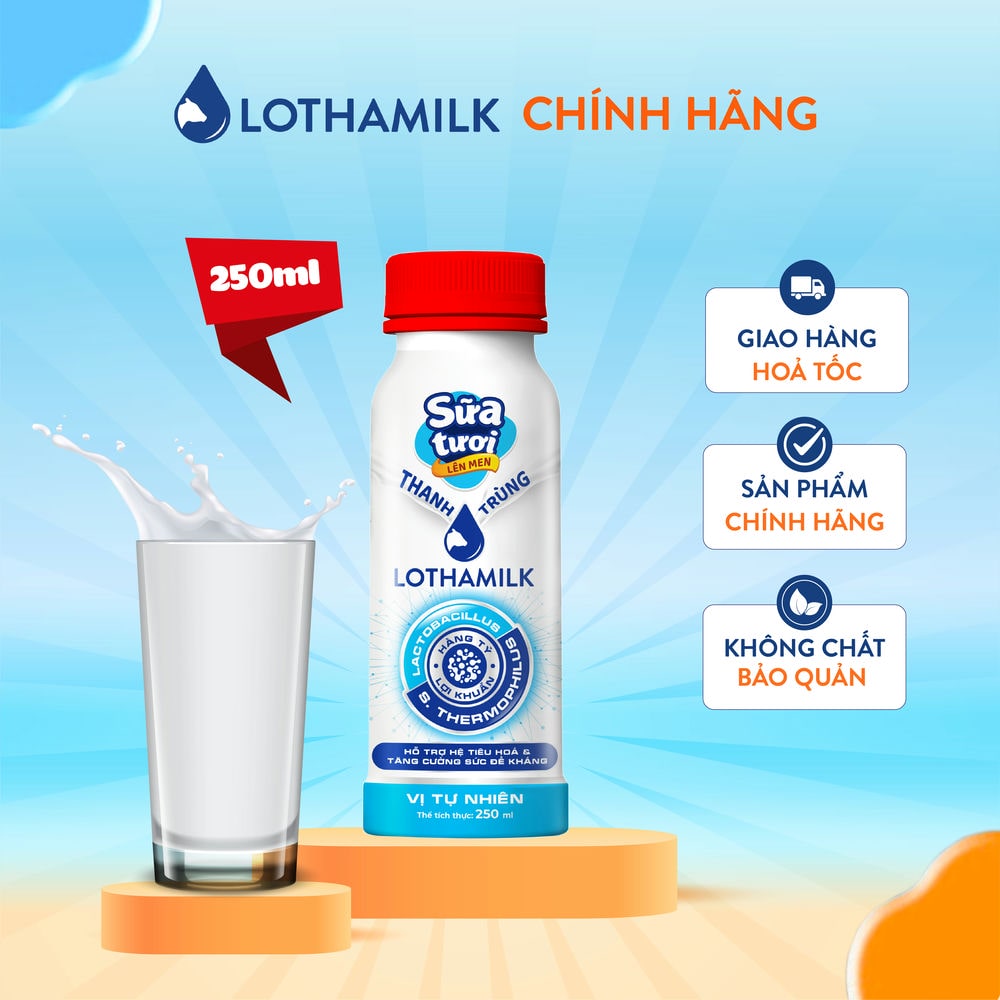 [KM] Sữa tươi lên men Lothamilk chai 250ml