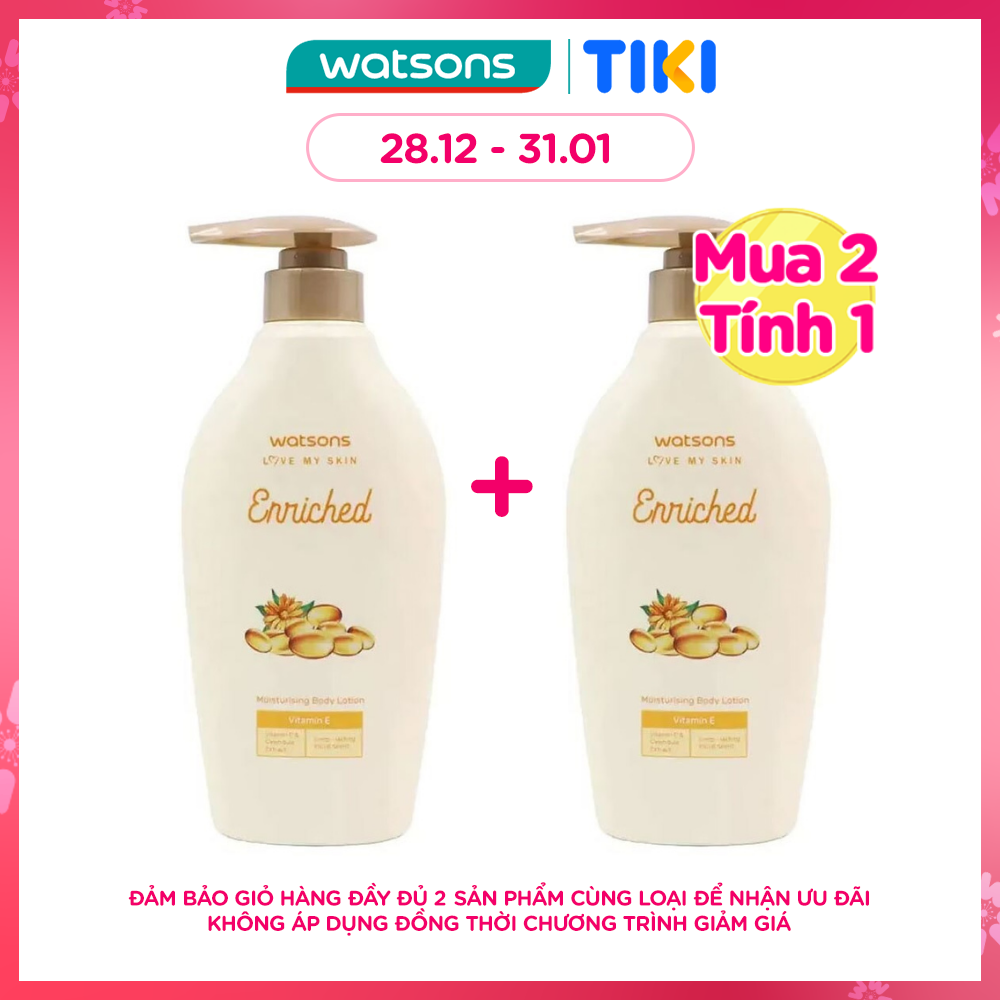 Sữa Dưỡng Thể Watsons Love My Skin Enriched Moisturising Vitamin E Cấp Ẩm Cho Làn Da 400ml