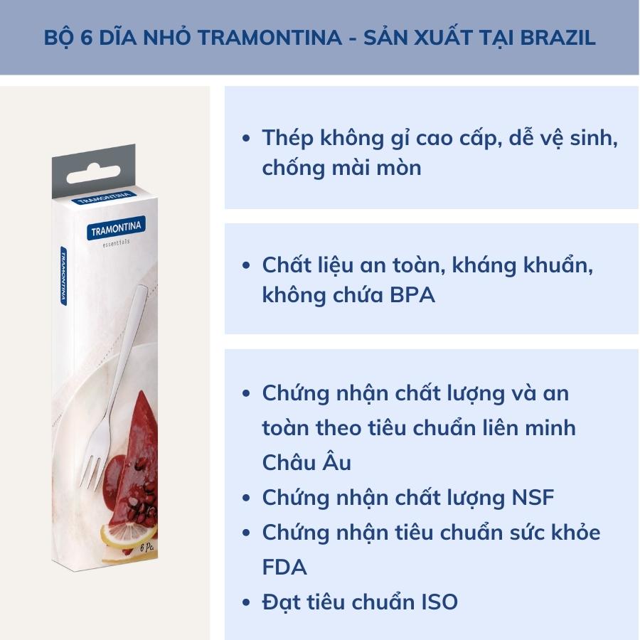 Combo 2 Thìa Dĩa Gồm 1 Bộ 6 Món Thìa và 1 Bộ 6 Món Dĩa TRAMONTINA Chất Liệu Thép Không Gỉ Sản Xuất Tại BRAZIL - Hàng Chính Hãng