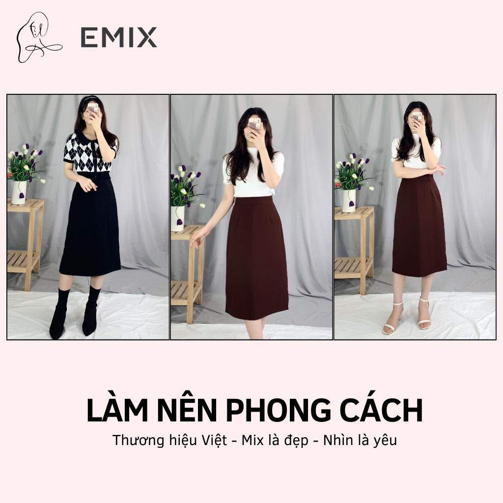 Chân váy midi xẻ sau 809 EMIX (2 màu), dáng dài, cạp cao, khóa sau, vải tuytxi, mềm mịn, đứng dáng