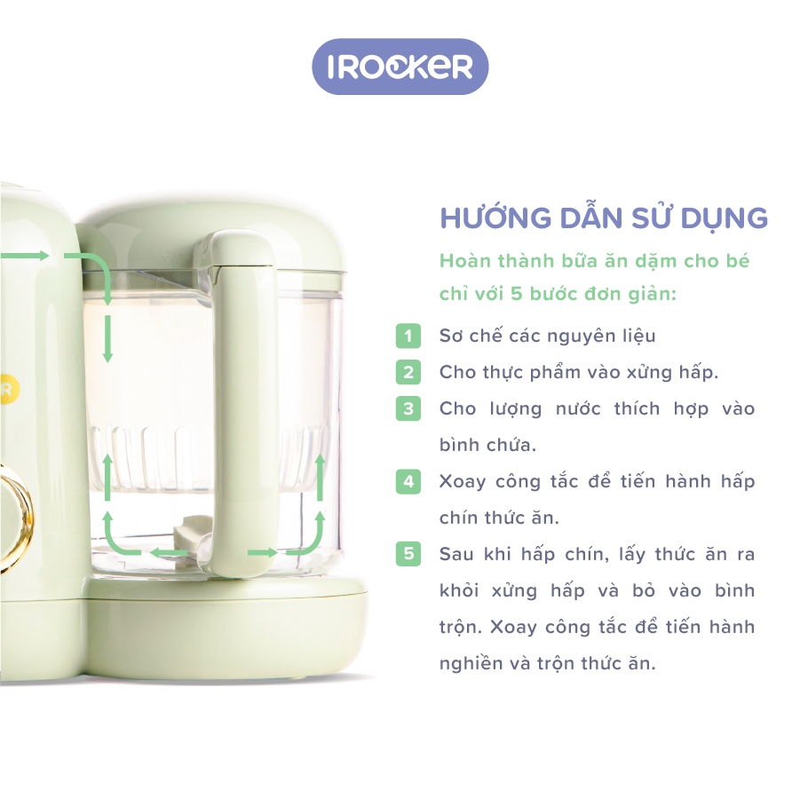 Máy xay hấp thức ăn đa năng IROCKER - BFP 001