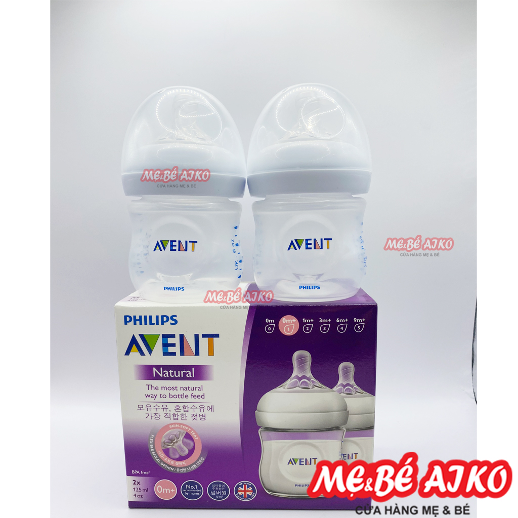Bình 2 Bình Sữa Philips Avent Natural 125ml - bình bằng nhựa PP, Không Có BPA - 690.23