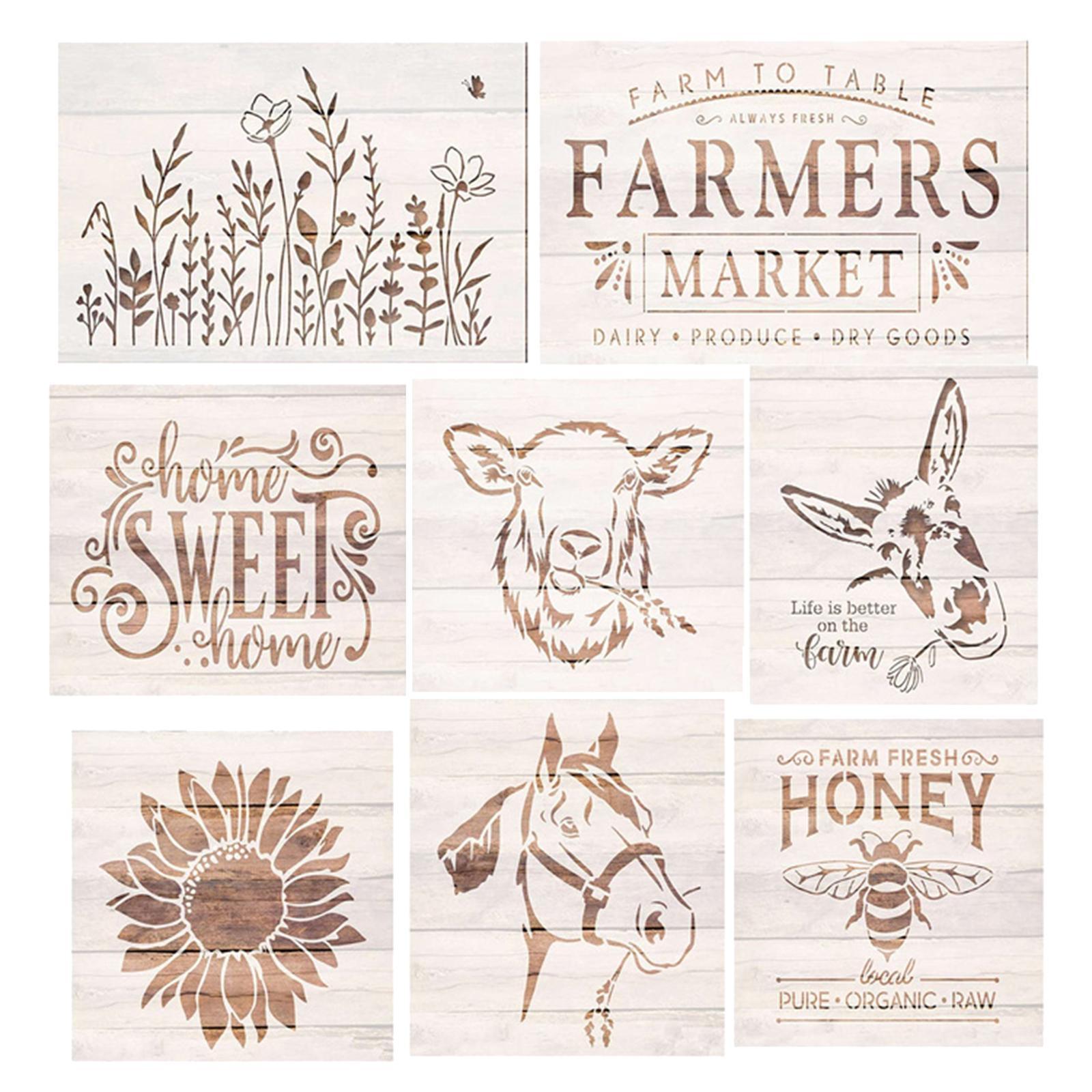 Farm Style Stencil Drawing Painting Templates for DIY Projects Birthday Party Decor