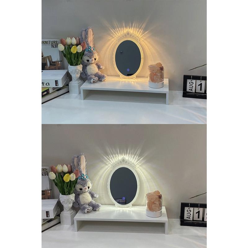 Gương Công Chúa Led Cảm Ứng Cao Cấp Trang Điểm Vintage Sanh Chảnh Tiểu Thư Trend 2022 PINK CAT Gccled1