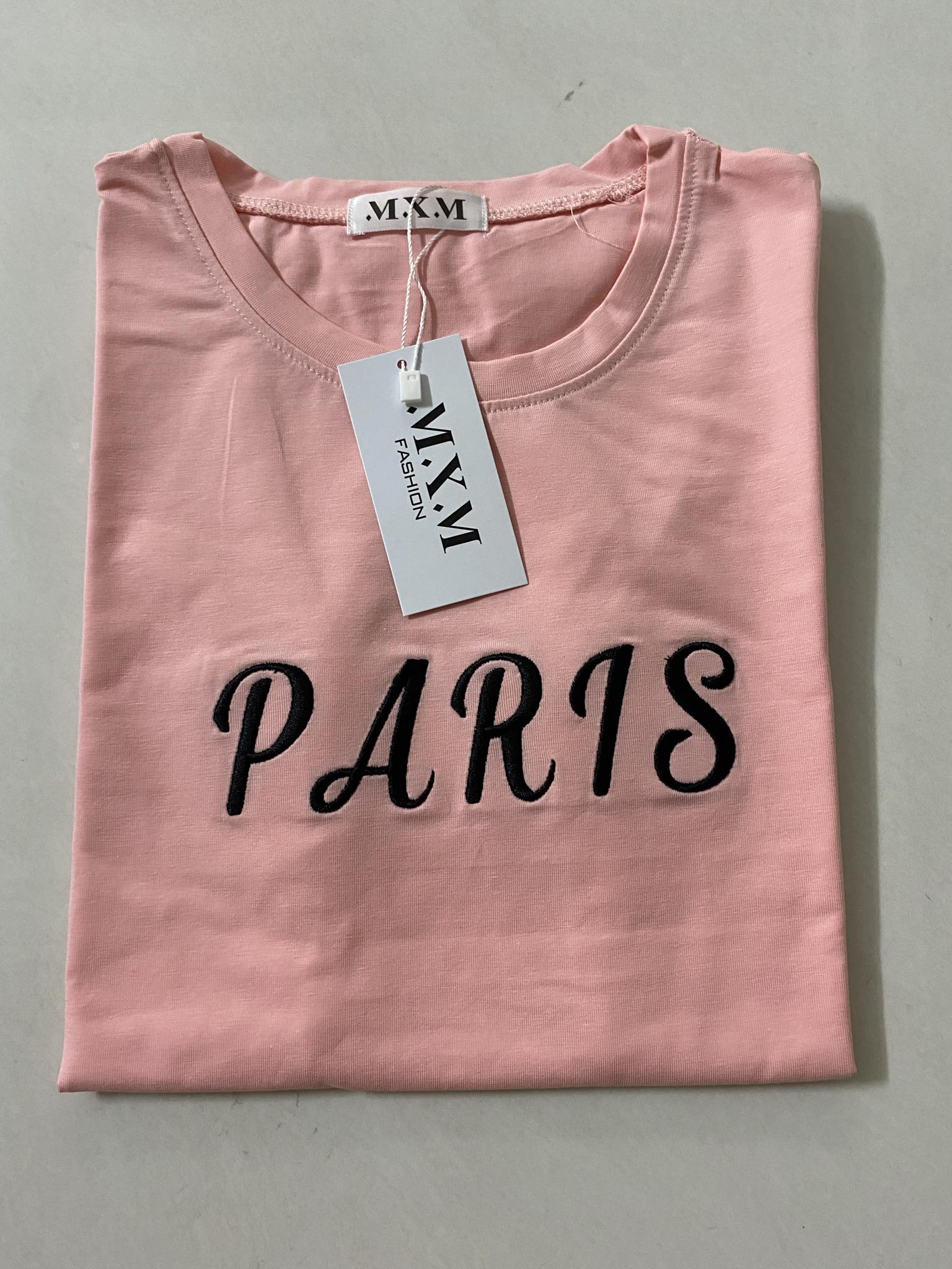 Áo thun nữ MXM ôm body thêu chữ Paris cotton 4 chiều từ 40kg - 52kg ( ANU029 )