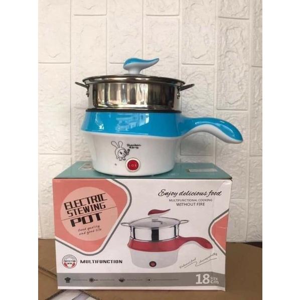 Ca mì 2 tầng có cán, nồi lẩu mini 2 tầng kèm vỉ hấp đồ ăn