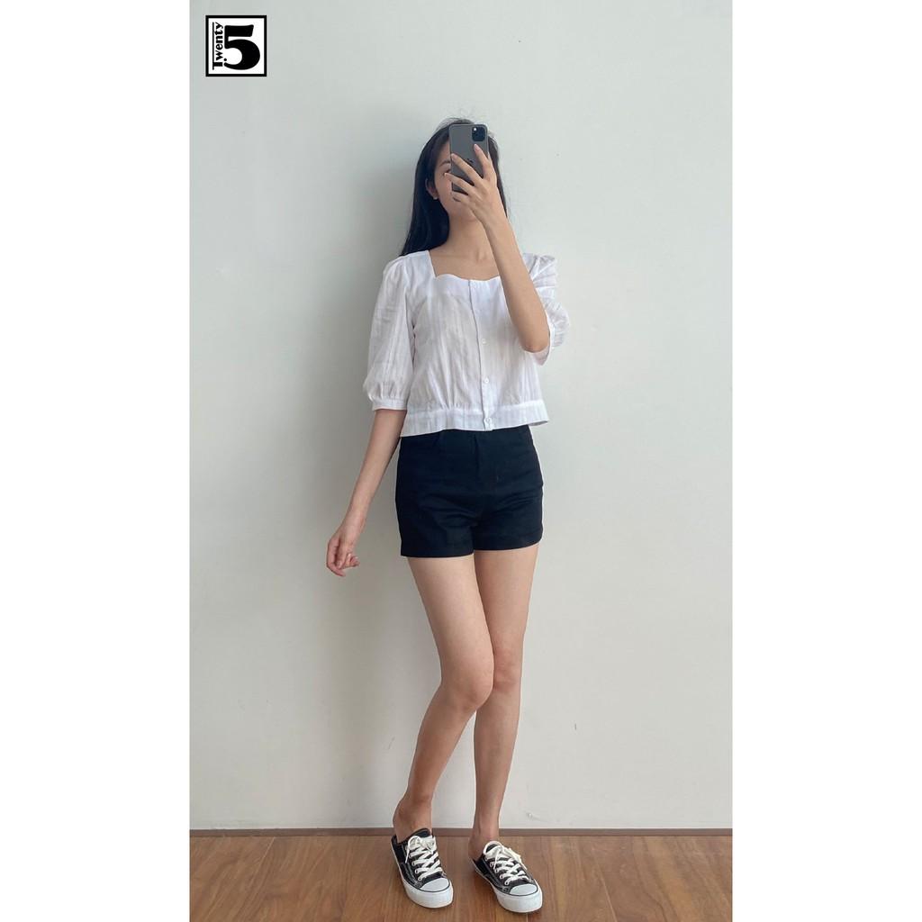 Áo kiểu nữ cổ vuông croptop Twentyfive N129