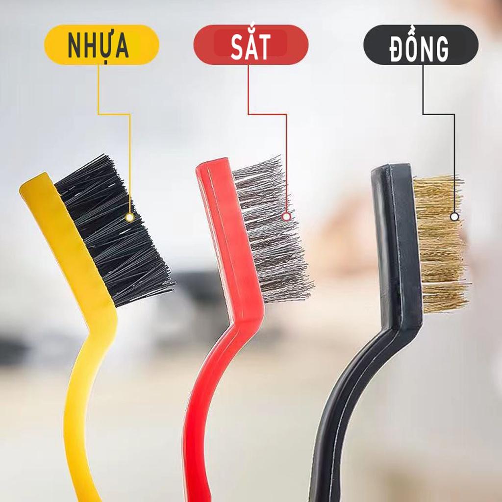 Bàn chải vệ sinh nhà bếp đa năng bộ 3 chiếc dây sắt dây đồng và dây nhựa bàn chải làm sạch bếp gas