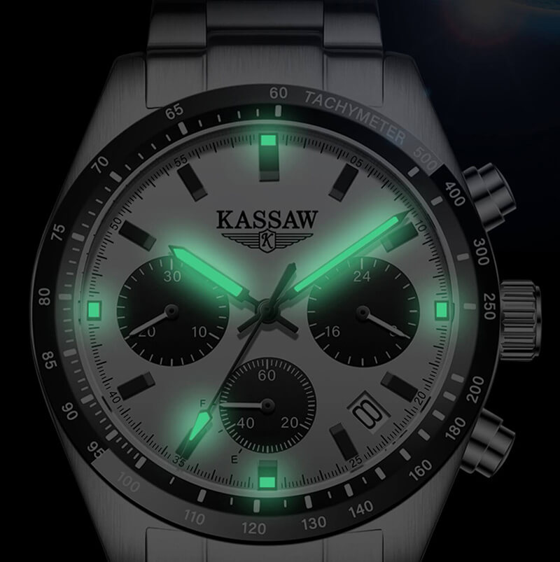 Đồng hồ nam chính hãng KASSAW Eco Drive K988-1 (Năng lượng mặt trời) Kính sapphire ,chống xước,Chống nước ,BH 24 tháng