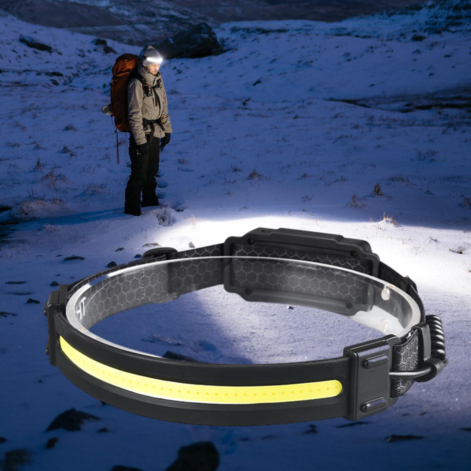 USB Rechargeable Sensor Headlight COB  Flashlight for Hiking Fishing