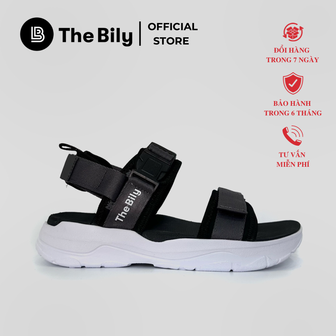 Giày Sandal Nam Nữ Unisex The BiLy Quai Ngang Dây Dù Đế IP Siêu Êm Nhẹ Đế Trắng Màu Xám-BLDT09