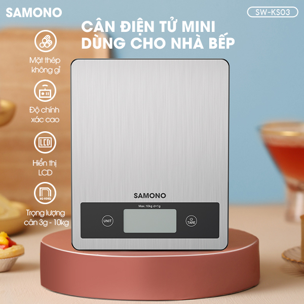 Cân tiểu ly điện tử mini SAMONO SW-KS03 dùng cho nhà bếp độ chính xác cao - Hàng chính hãng