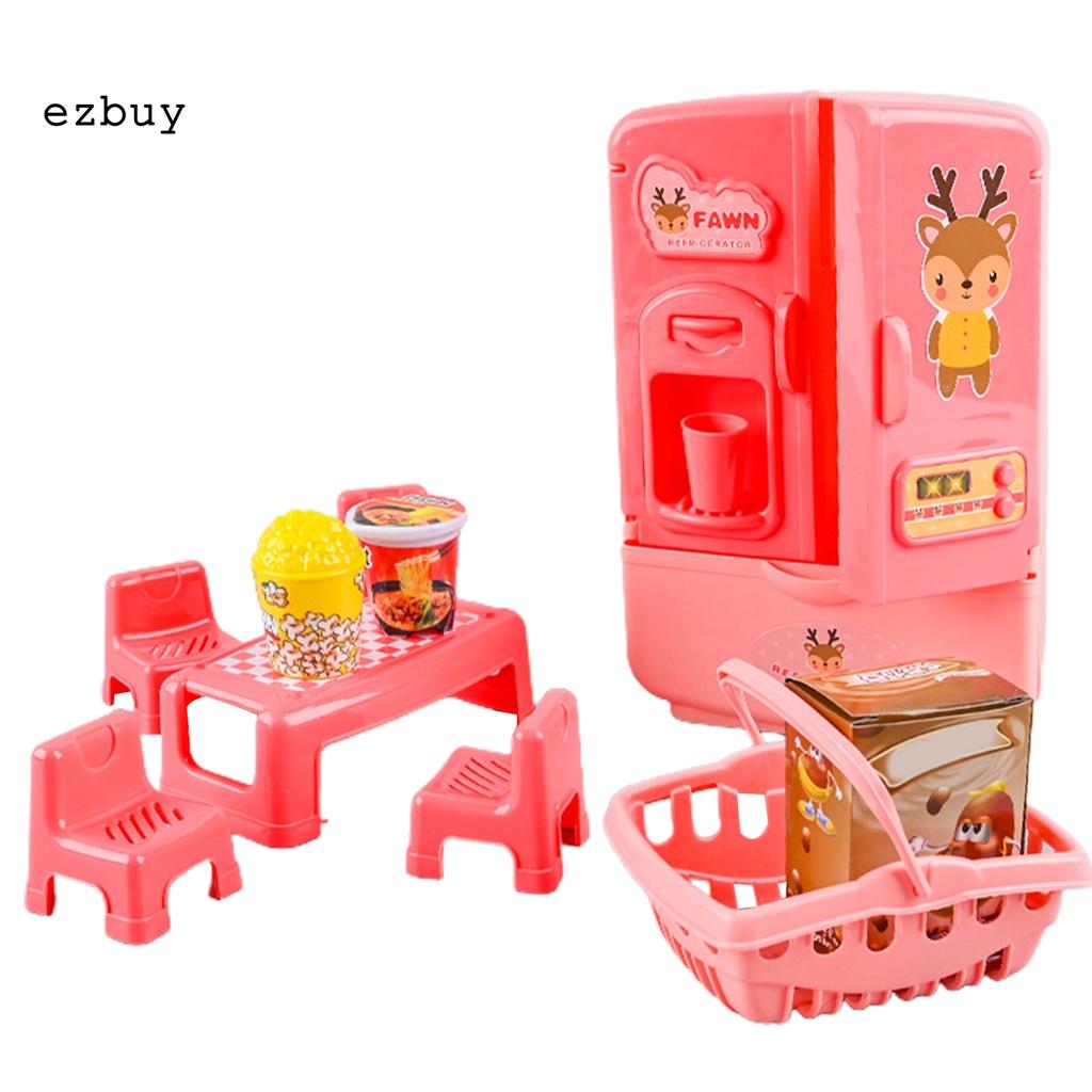 Bộ đồ chơi bàn ghế tủ lạnh nhiều màu sắc giáo dục sớm cho bé