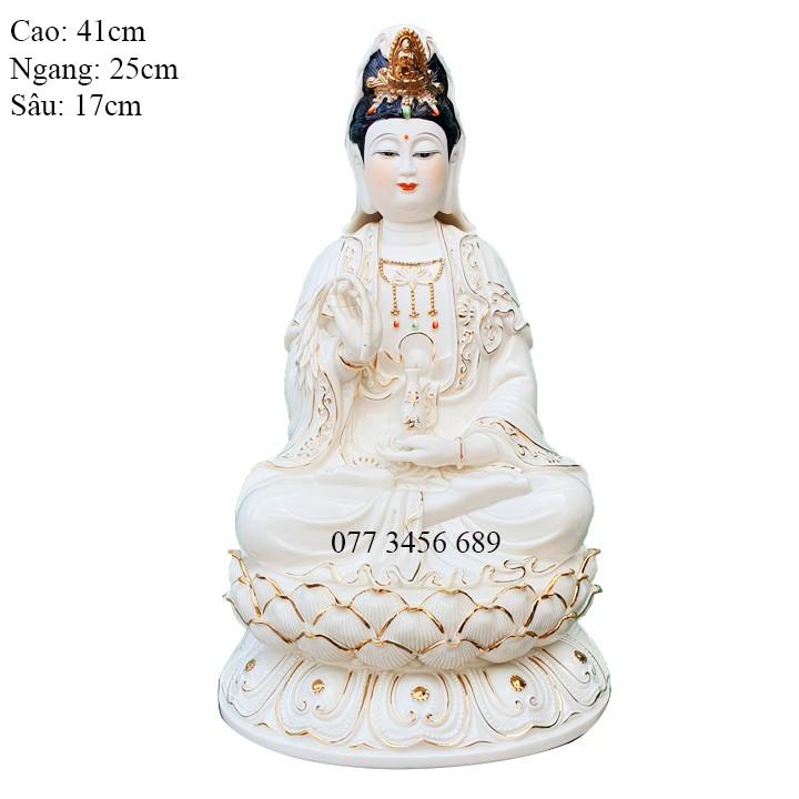 Tượng Quan Âm sứ cao 41cm