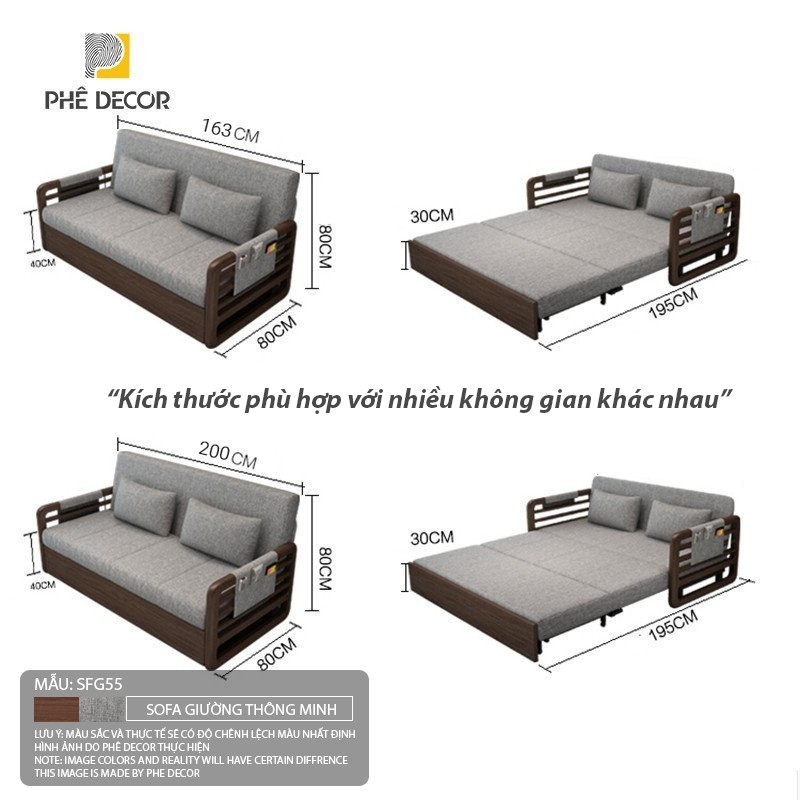 SOFA GIƯỜNG THÔNG MINH MARIA - SFG55 130*80*80cm